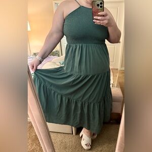 ARULA Green Smocked Maxi Dress
